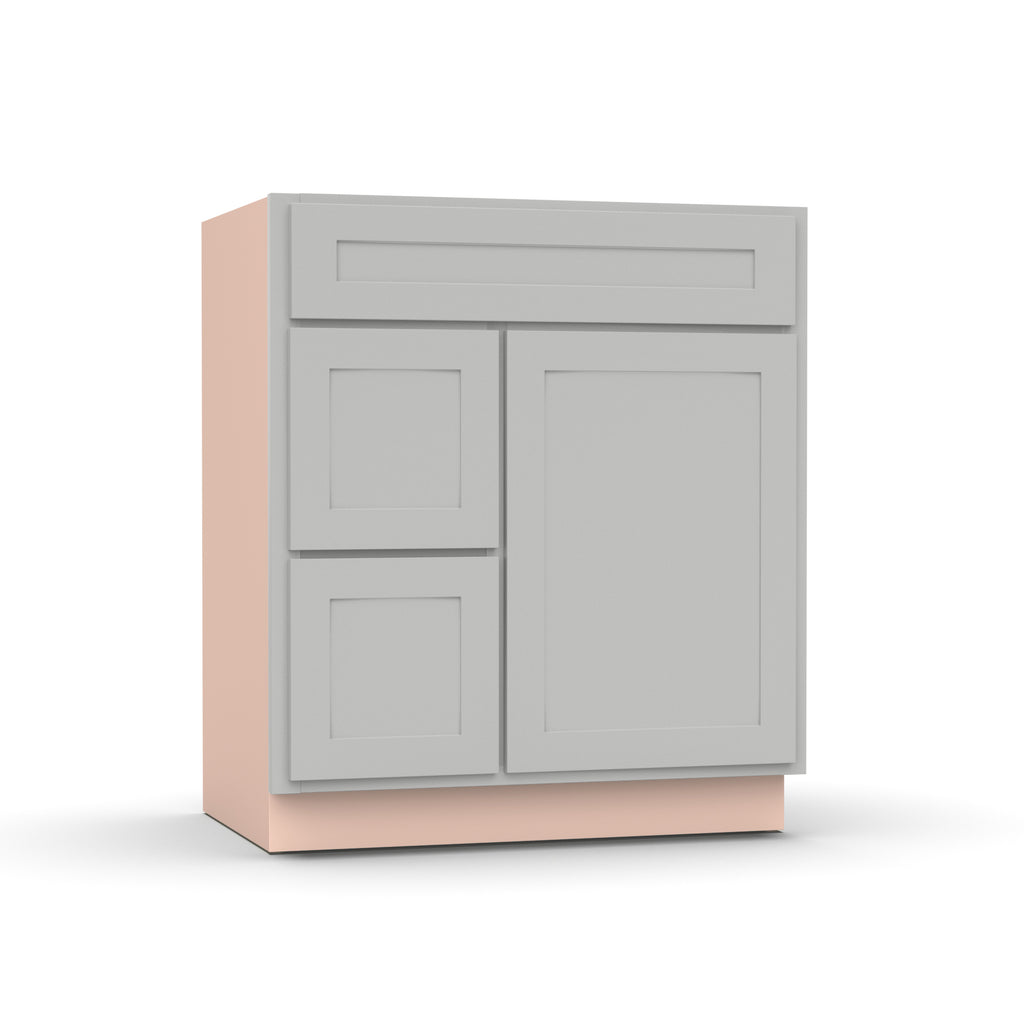 Liberty Shaker Ashen - 30 Inch Vanity Sink Drawer Base Cabinet - 30