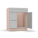 Liberty Shaker Ashen - 30 Inch Vanity Sink Drawer Base Cabinet - 30" Width x 34.5" Height x 21" Depth