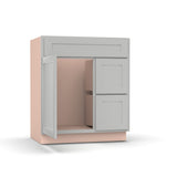 Liberty Shaker Ashen - 30 Inch Vanity Sink Drawer Base Cabinet - 30" Width x 34.5" Height x 21" Depth