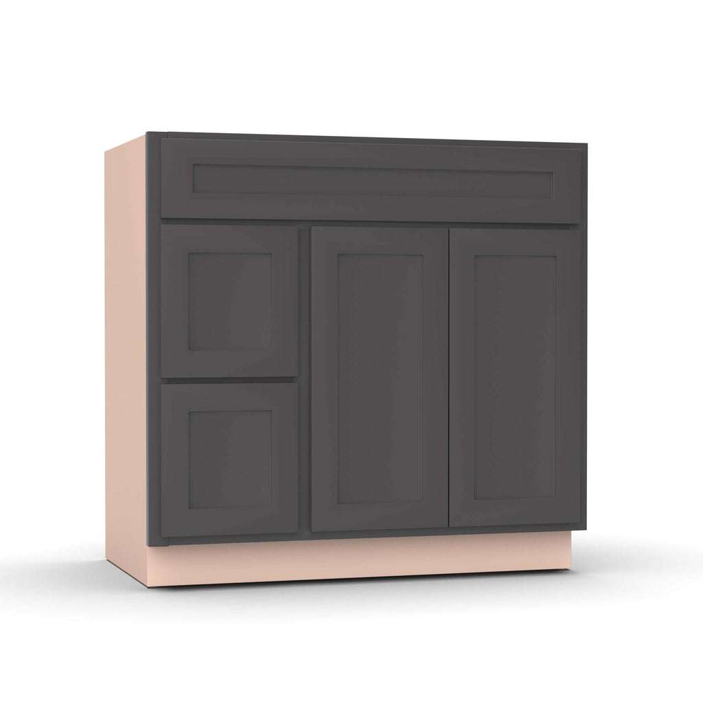 Liberty Shaker Grey - 36 Inch Vanity Sink Drawer Base Cabinet - 36