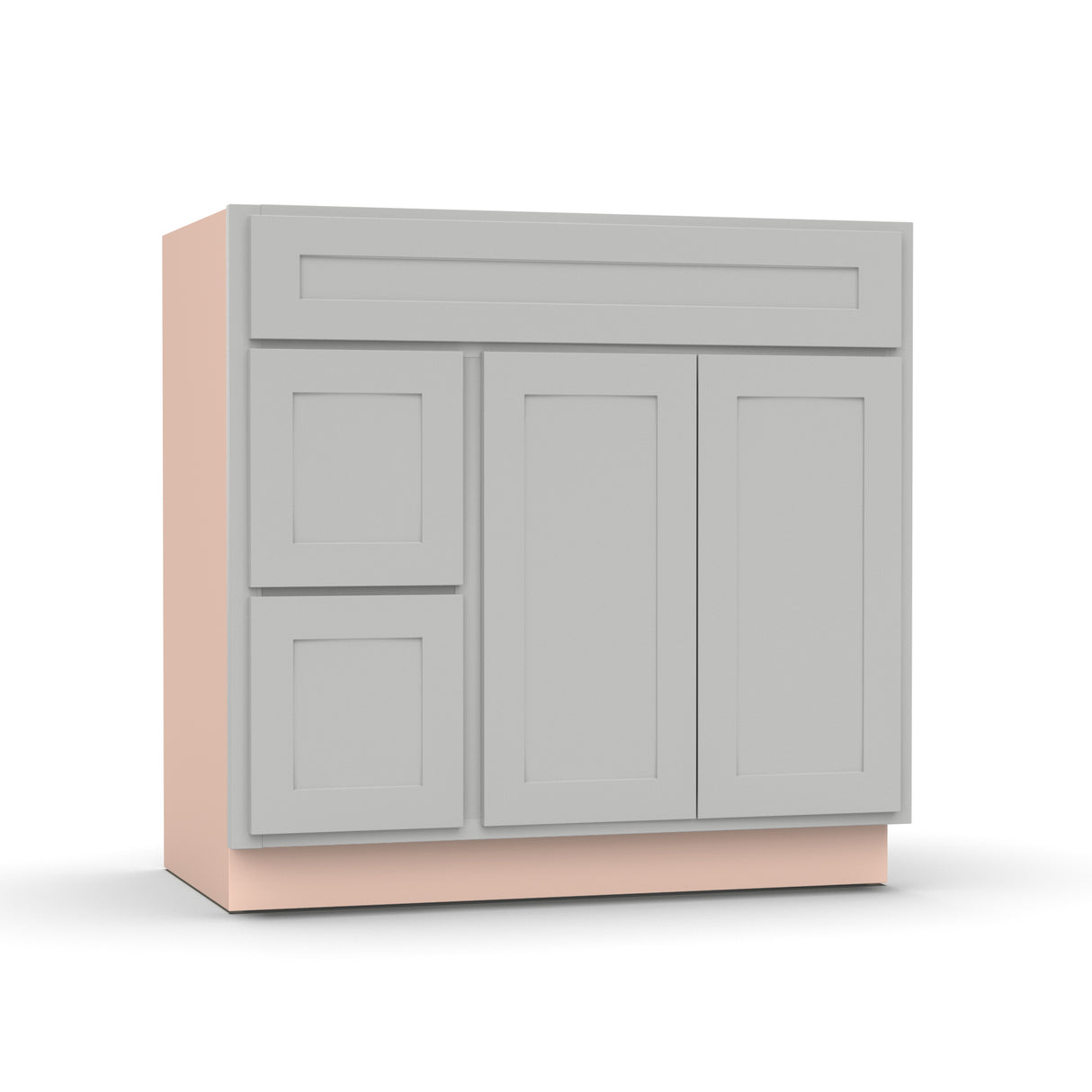 Liberty Shaker Ashen - 36 Inch Vanity Sink Drawer Base Cabinet - 36" Width x 34.5" Height x 21" Depth