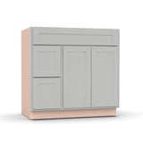 Liberty Shaker Ashen - 36 Inch Vanity Sink Drawer Base Cabinet - 36" Width x 34.5" Height x 21" Depth
