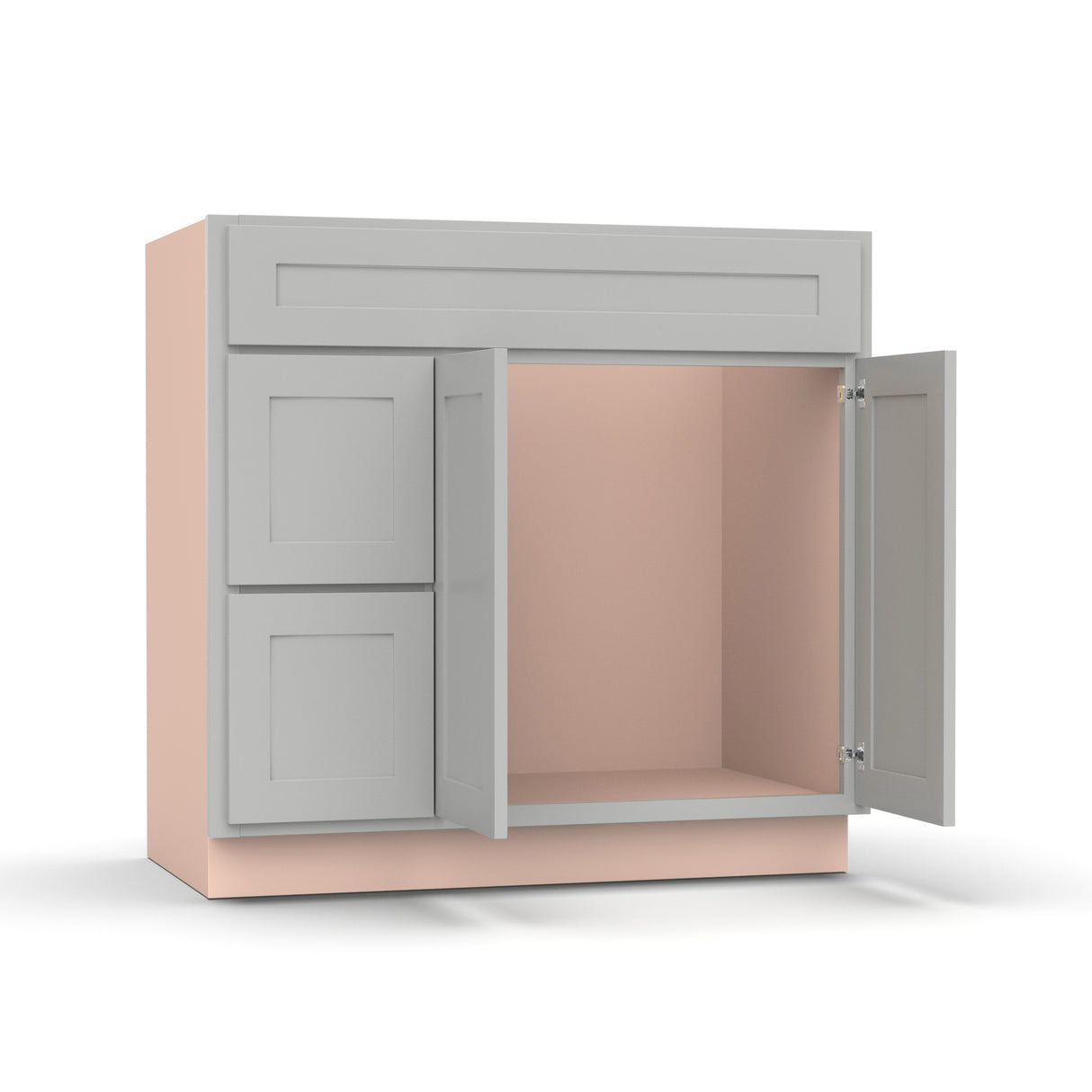 Liberty Shaker Ashen - 36 Inch Vanity Sink Drawer Base Cabinet - 36" Width x 34.5" Height x 21" Depth