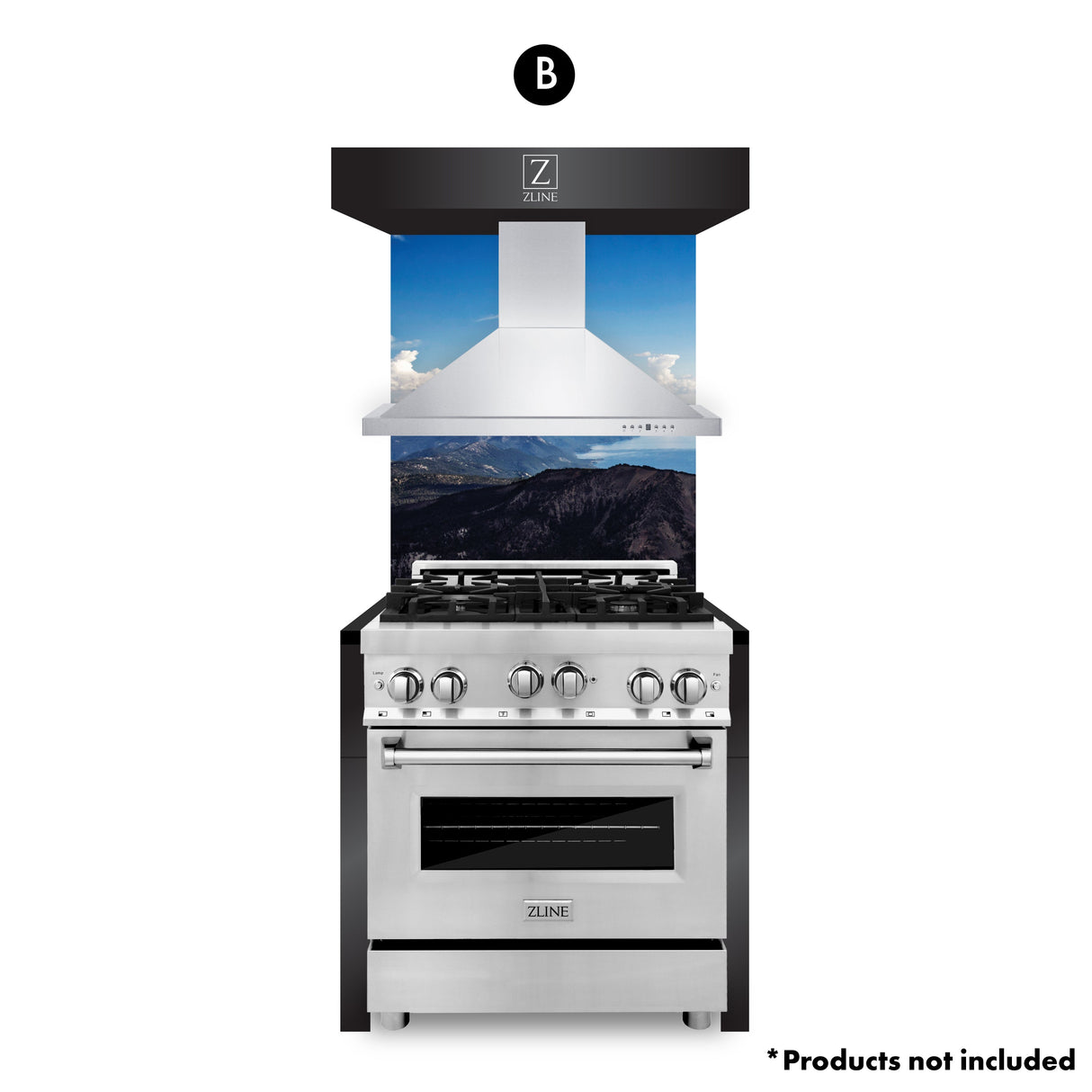 ZLINE Kitchen Vignette for 30" Range Hood and Range (VN-B)