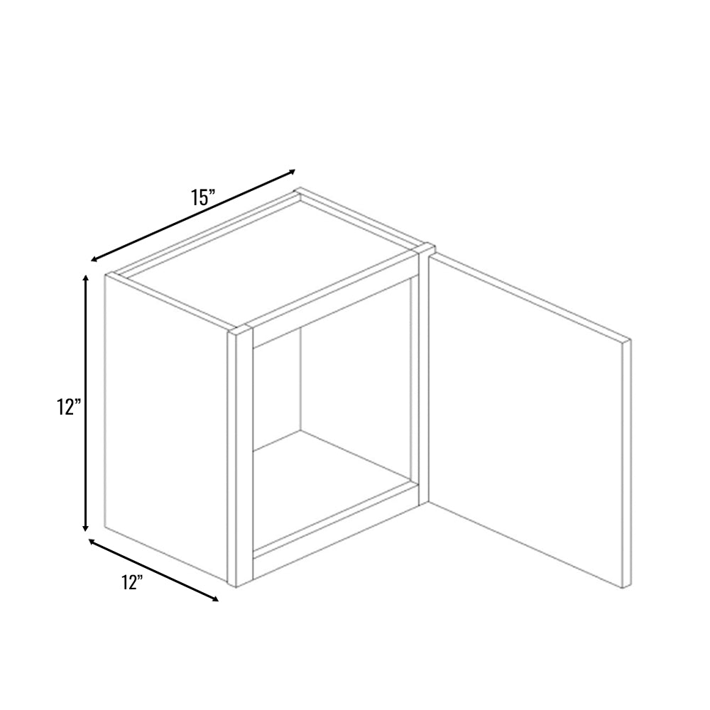 RTA - Avalon Ashen - 12"Height Single Door Wall Cabinets - 15"W x 12"H x 12"D