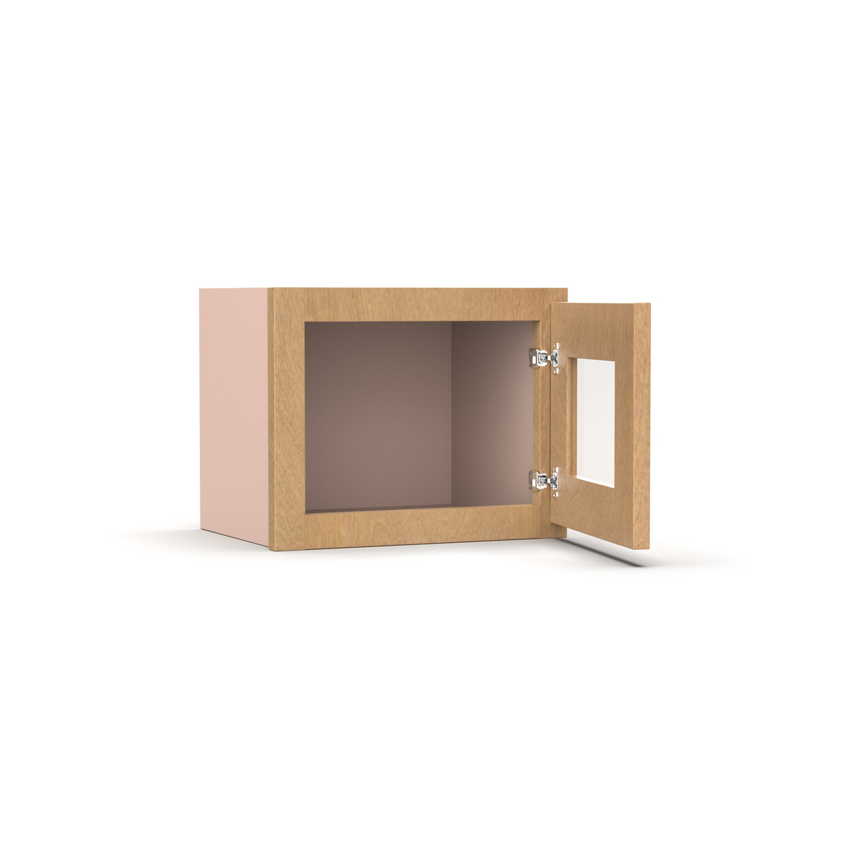 Liberty Shaker Karamel - 15 Inch Single Glass Door Wall Cabinet - 15" Width x 12" Height x 12" Depth