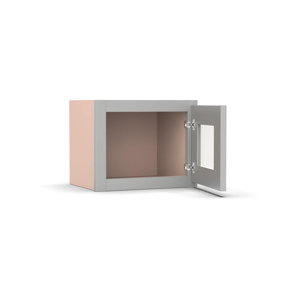 Liberty Shaker Ashen - 15 Inch Single Glass Door Wall Cabinet - 15" Width x 12" Height x 12" Depth