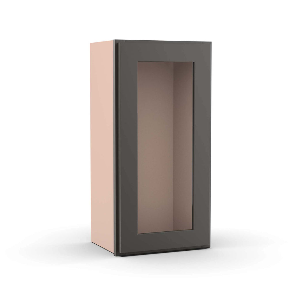 Liberty Shaker Grey - 15 Inch Single Glass Door Wall Cabinet - 15