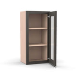 Liberty Shaker Grey - 15 Inch Single Glass Door Wall Cabinet - 15" Width x 30" Height x 12" Depth