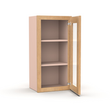 Liberty Shaker Karamel - 15 Inch Single Glass Door Wall Cabinet - 15" Width x 30" Height x 12" Depth