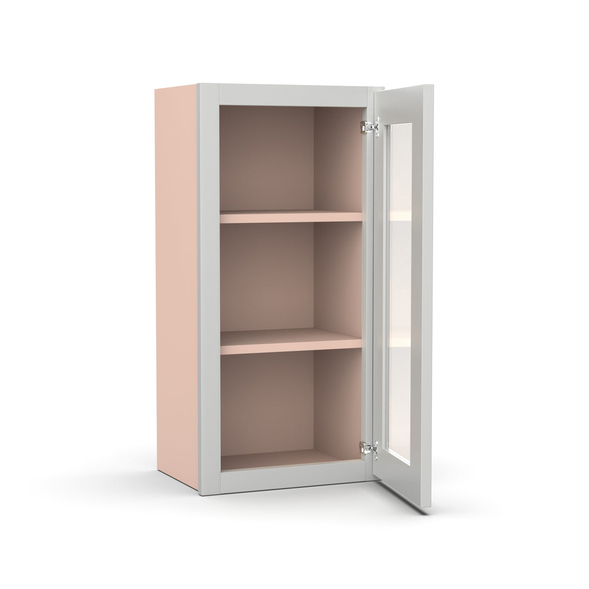 Liberty Shaker Ashen - 15 Inch Single Glass Door Wall Cabinet - 15" Width x 30" Height x 12" Depth