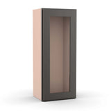 Liberty Shaker Grey - 15 Inch Single Glass Door Wall Cabinet - 15" Width x 36" Height x 12" Depth