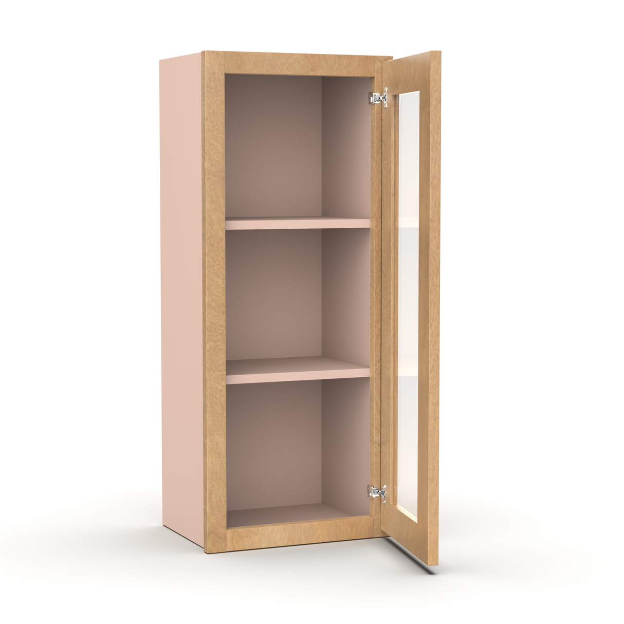 Liberty Shaker Karamel - 15 Inch Single Glass Door Wall Cabinet - 15" Width x 36" Height x 12" Depth