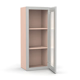 Liberty Shaker Ashen - 15 Inch Single Glass Door Wall Cabinet - 15" Width x 36" Height x 12" Depth