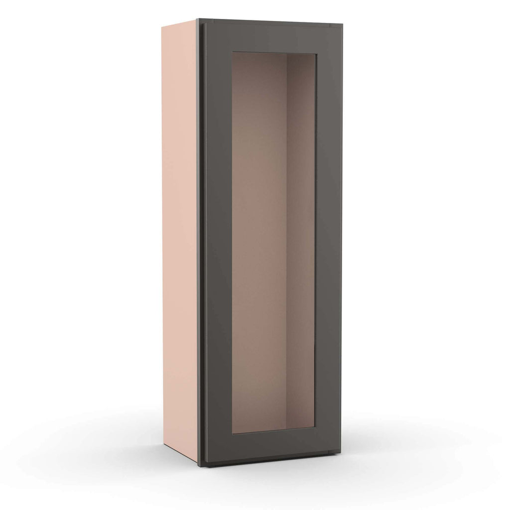 Liberty Shaker Grey - 15 Inch Single Glass Door Wall Cabinet - 15