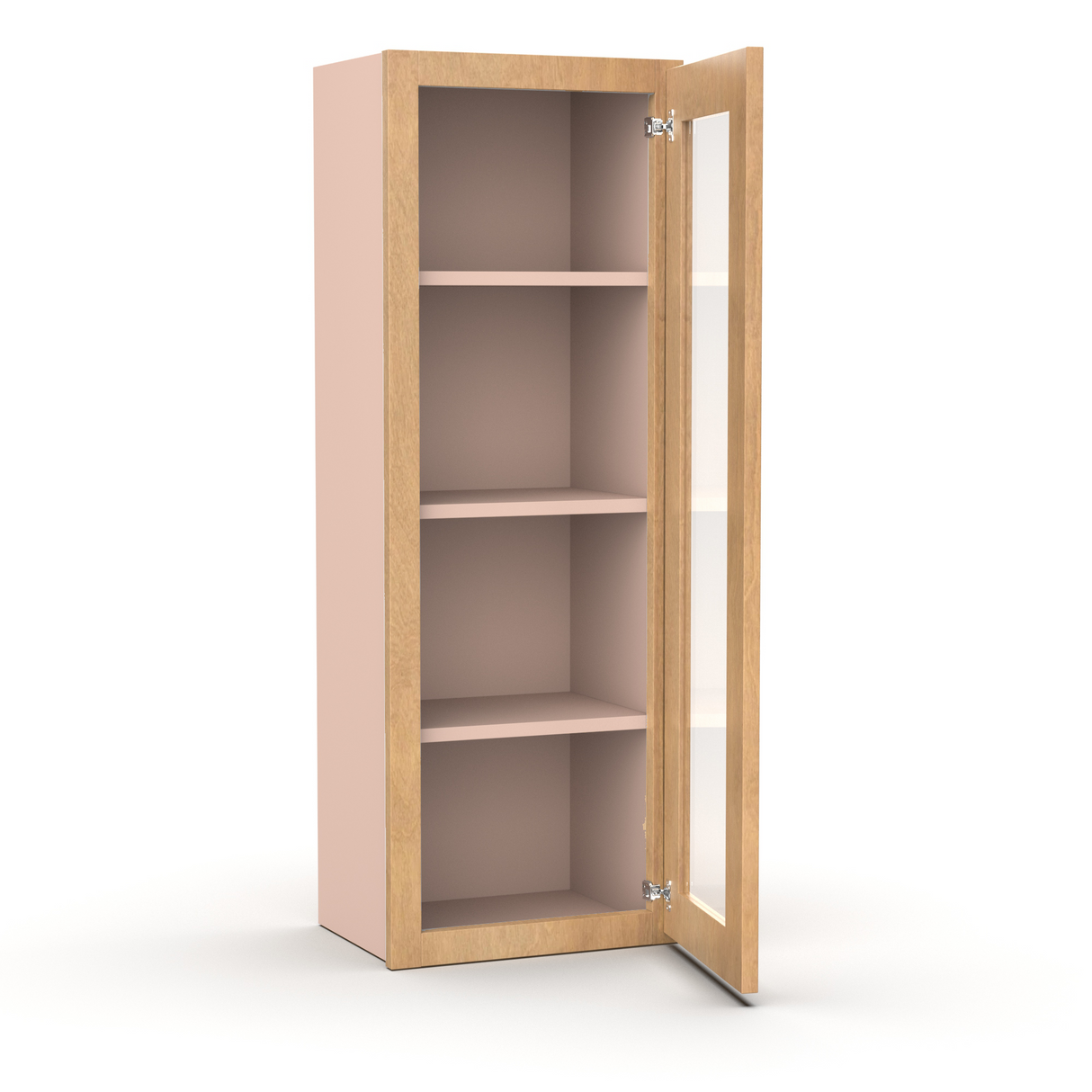 Liberty Shaker Karamel - 15 Inch Single Glass Door Wall Cabinet - 15" Width x 42" Height x 12" Depth