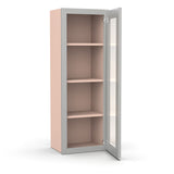 Liberty Shaker Ashen - 15 Inch Single Glass Door Wall Cabinet - 15" Width x 42" Height x 12" Depth