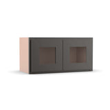 Liberty Shaker Grey - 24 Inch Double Glass Door Wall Cabinet - 24" Width x 12" Height x 12" Depth