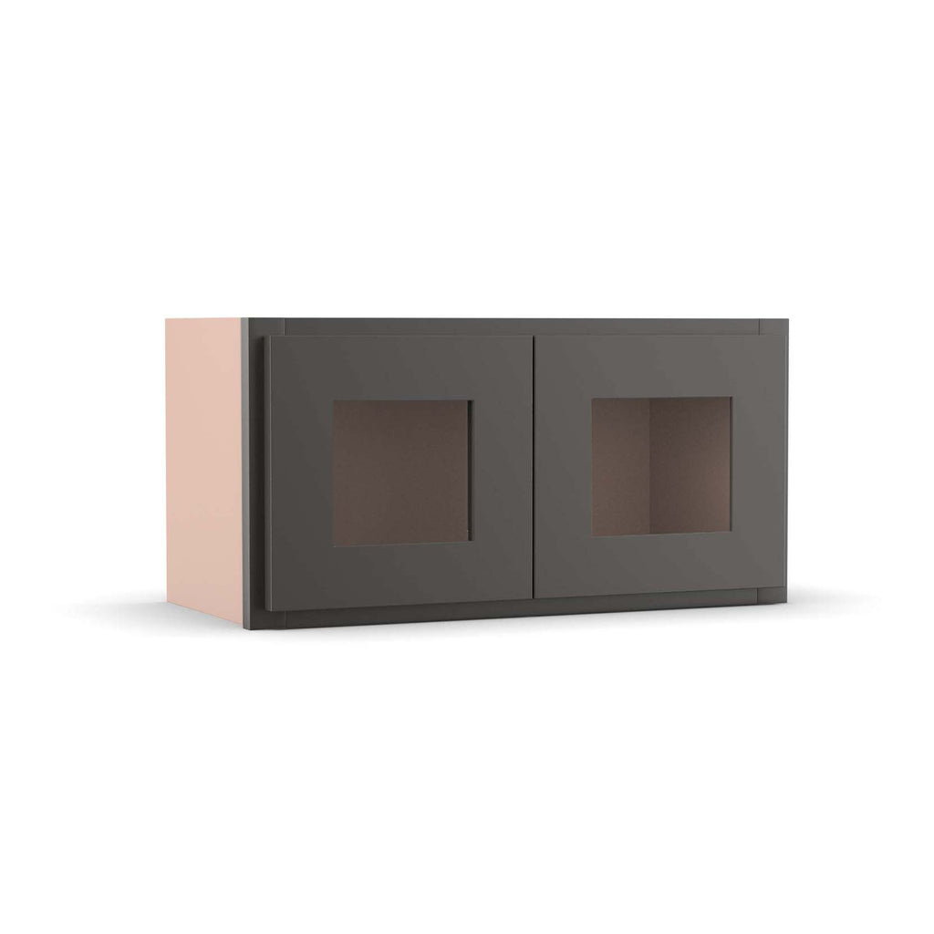 Liberty Shaker Grey - 24 Inch Double Glass Door Wall Cabinet - 24