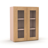 Liberty Shaker Karamel - 24 Inch Double Glass Door Wall Cabinet - 24" Width x 30" Height x 12" Depth