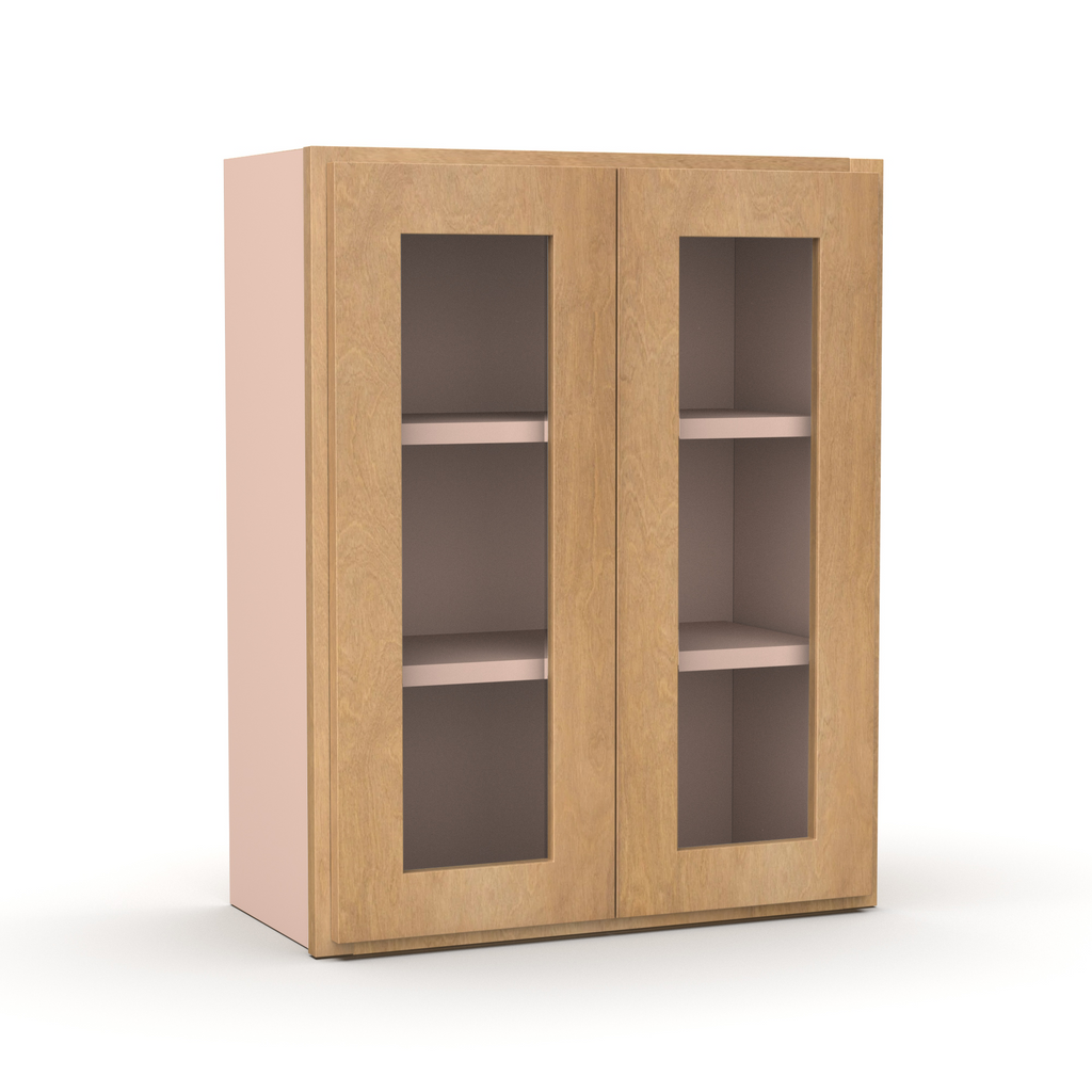 Liberty Shaker Karamel - 24 Inch Double Glass Door Wall Cabinet - 24