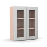 Liberty Shaker Ashen - 24 Inch Double Glass Door Wall Cabinet - 24" Width x 30" Height x 12" Depth