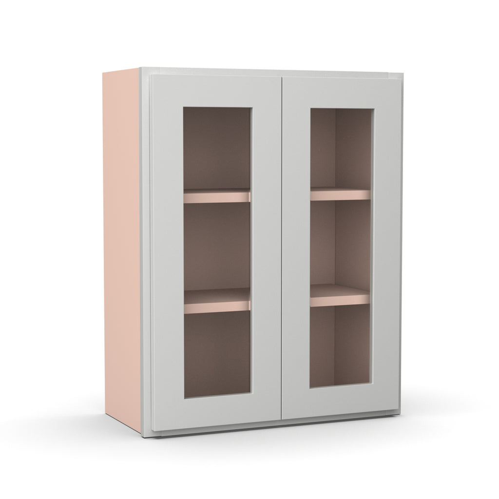 Liberty Shaker Ashen - 24 Inch Double Glass Door Wall Cabinet - 24