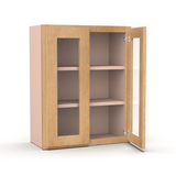 Liberty Shaker Karamel - 24 Inch Double Glass Door Wall Cabinet - 24" Width x 30" Height x 12" Depth