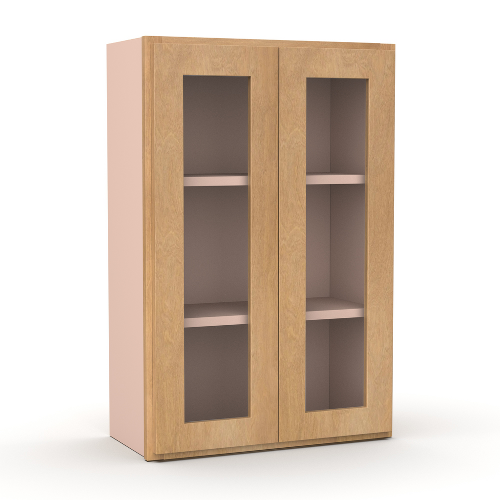 Liberty Shaker Karamel - 24 Inch Double Glass Door Wall Cabinet - 24
