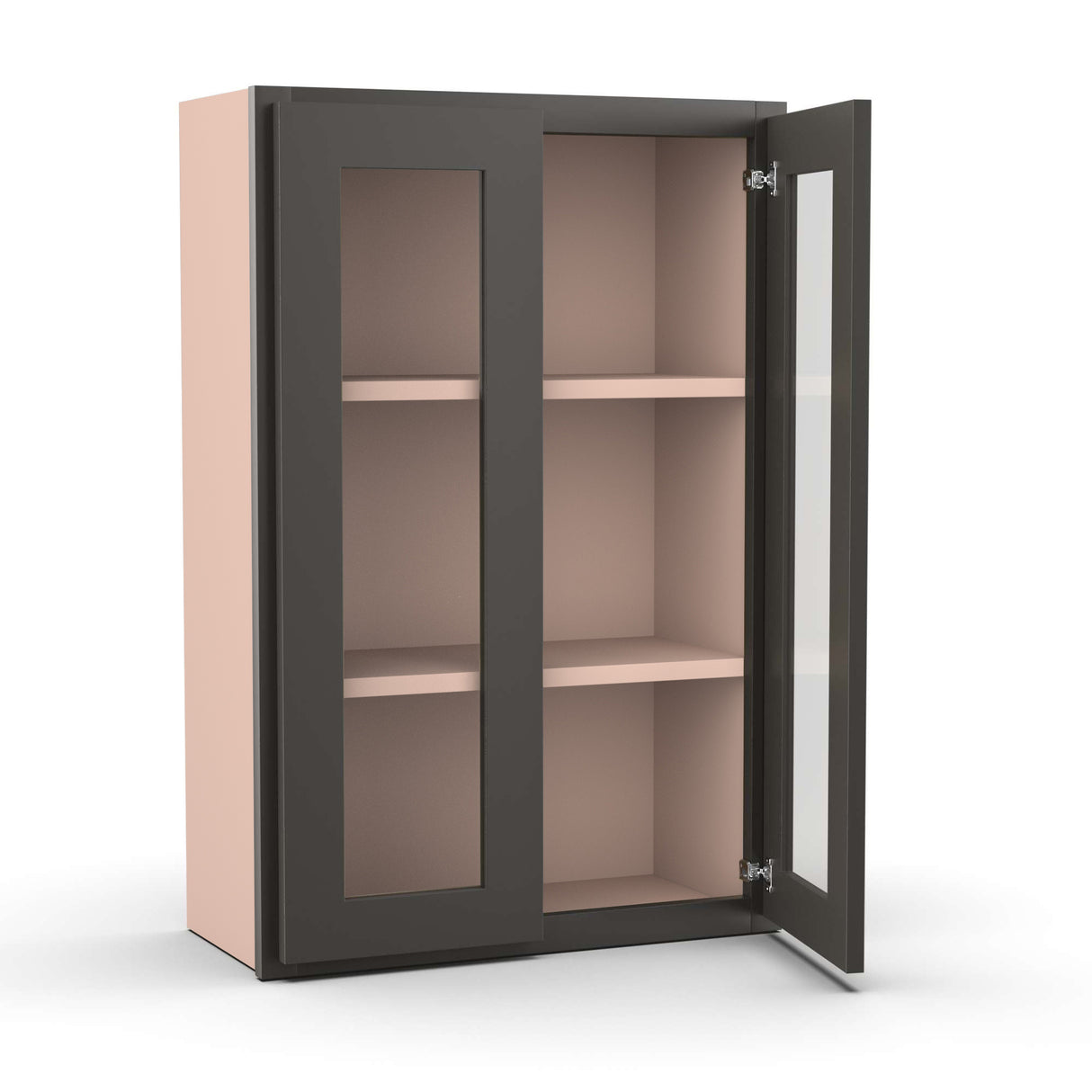 Liberty Shaker Grey - 24 Inch Double Glass Door Wall Cabinet - 24" Width x 36" Height x 12" Depth