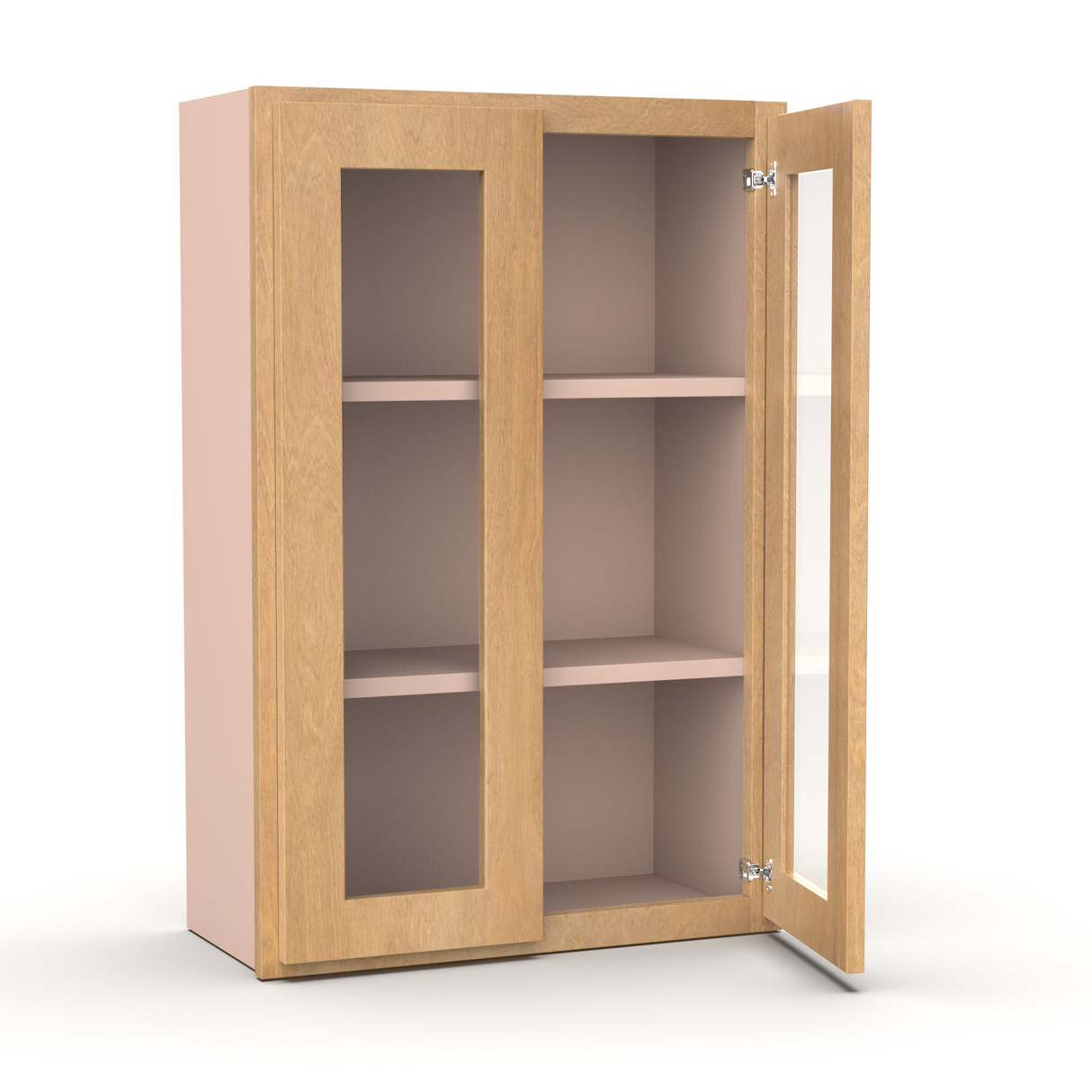 Liberty Shaker Karamel - 24 Inch Double Glass Door Wall Cabinet - 24" Width x 36" Height x 12" Depth