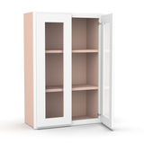 Liberty Shaker Ashen - 24 Inch Double Glass Door Wall Cabinet - 24" Width x 36" Height x 12" Depth