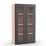 Liberty Shaker Grey - 24 Inch Double Glass Door Wall Cabinet - 24" Width x 42" Height x 12" Depth