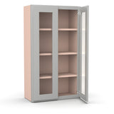 Liberty Shaker Ashen - 24 Inch Double Glass Door Wall Cabinet - 24" Width x 42" Height x 12" Depth