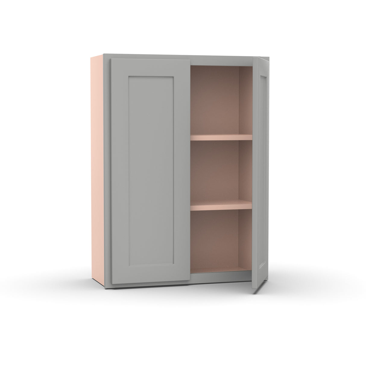 Liberty Shaker Ashen - 27 Inch Height Double Door Wall Cabinet - 27" Width x 36" Height x 12" Depth