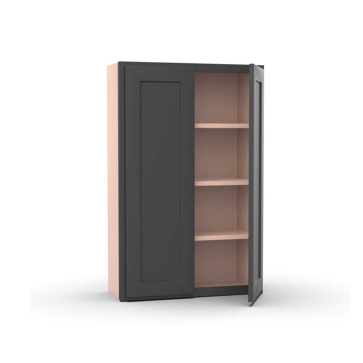 Liberty Shaker Grey - 27 Inch Height Double Door Wall Cabinet - 27" Width x 42" Height x 12" Depth