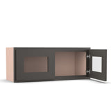 Liberty Shaker Grey - 30 Inch Double Glass Door Wall Cabinet - 30" Width x 12" Height x 12" Depth
