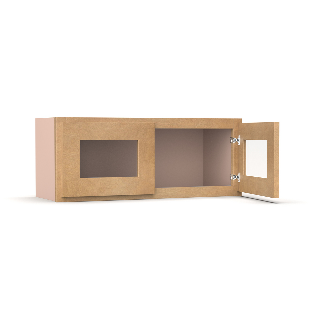 Liberty Shaker Karamel - 30 Inch Double Glass Door Wall Cabinet - 30" Width x 12" Height x 12" Depth