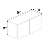 RTA - White Frozen Wood Textured - Wall Cabinet - 30"W x 15"H x 12"D - Frameless Cabinet