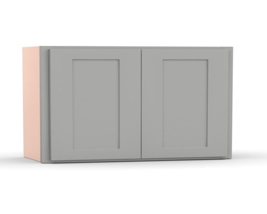 Liberty Shaker Ashen - 30 Inch Height Double Door Wall Cabinet - 30" Width x 15" Height x 12" Depth