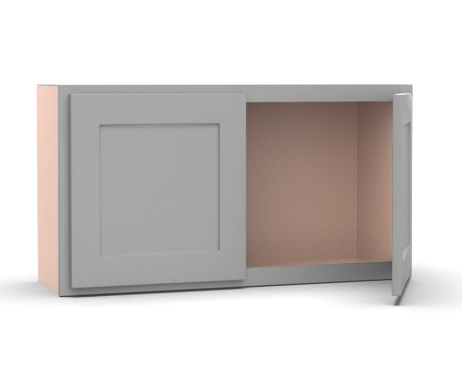 Liberty Shaker Ashen - 30 Inch Height Double Door Wall Cabinet - 30" Width x 15" Height x 12" Depth