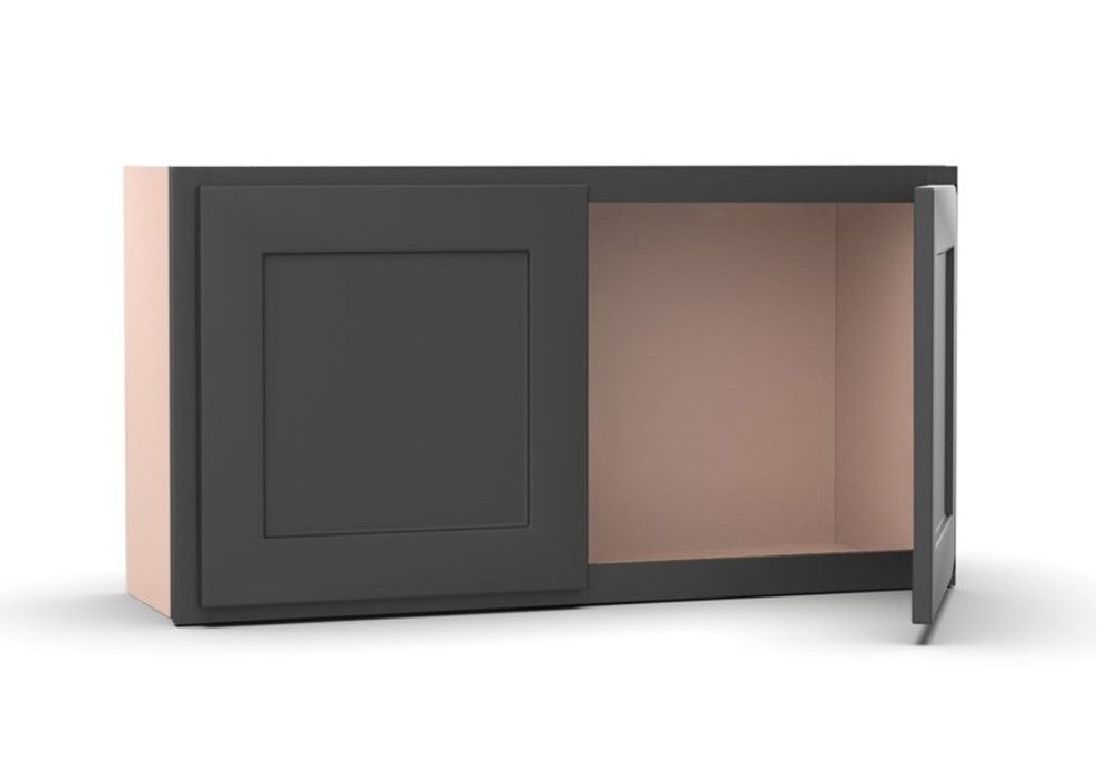Liberty Shaker Grey - 30 Inch Height Double Door Wall Cabinet - 30" Width x 15" Height x 12" Depth
