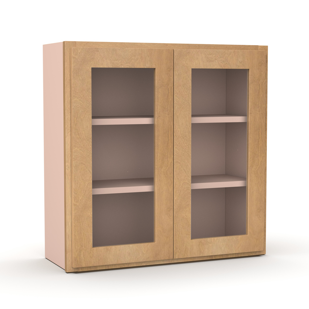 Liberty Shaker Karamel - 30 Inch Double Glass Door Wall Cabinet - 30" Width x 30" Height x 12" Depth