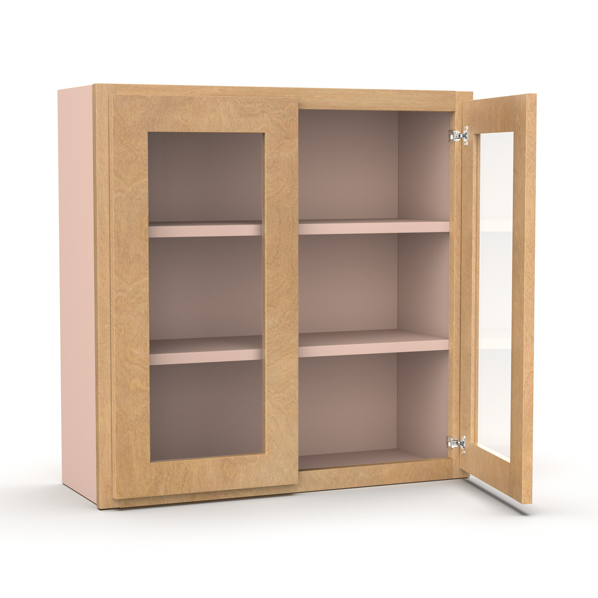 Liberty Shaker Karamel - 30 Inch Double Glass Door Wall Cabinet - 30" Width x 30" Height x 12" Depth