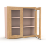 Liberty Shaker Karamel - 30 Inch Double Glass Door Wall Cabinet - 30" Width x 30" Height x 12" Depth