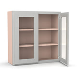 Liberty Shaker Ashen - 30 Inch Double Glass Door Wall Cabinet - 30" Width x 30" Height x 12" Depth