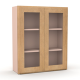 Liberty Shaker Karamel - 30 Inch Double Glass Door Wall Cabinet - 30" Width x 36" Height x 12" Depth