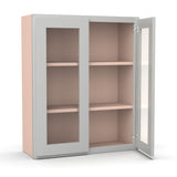 Liberty Shaker Ashen - 30 Inch Double Glass Door Wall Cabinet - 30" Width x 36" Height x 12" Depth