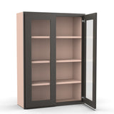 Liberty Shaker Grey - 30 Inch Double Glass Door Wall Cabinet - 30" Width x 42" Height x 12" Depth