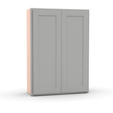 Liberty Shaker Ashen - 30 Inch Height Double Door Wall Cabinet - 30" Width x 42" Height x 12" Depth